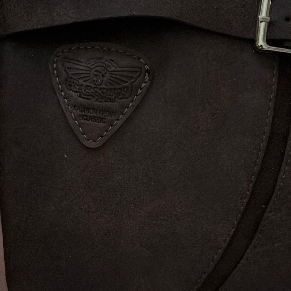 Brown Combat Moto Boots with Textured Leather